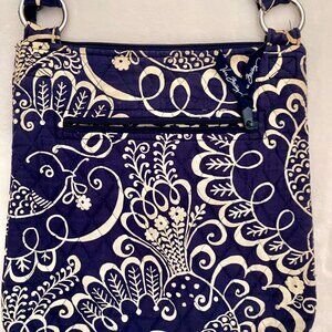 Vera Bradley Cross Body Hipster in Twirly Birds Blue and Cream